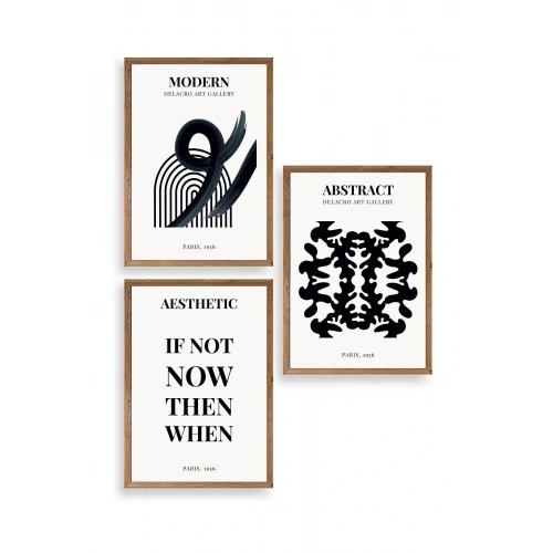 Modern Üçlü Ahşap Çerçeveli Tablo 23 x 30