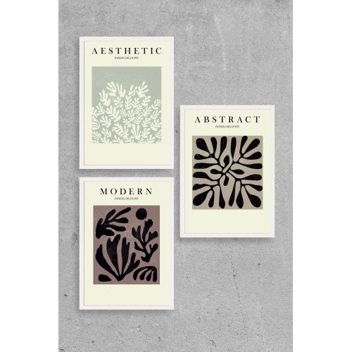 Modern Üçlü Ahşap Çerçeveli Tablo 23 x 30