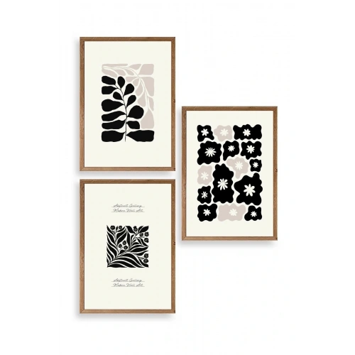 Modern Üçlü Ahşap Çerçeveli Tablo 23 x 30