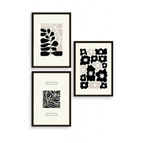 Modern Üçlü Ahşap Çerçeveli Tablo 23 x 30