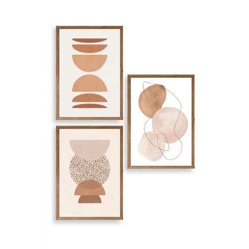 Modern Üçlü Ahşap Çerçeveli Tablo 30 x 40