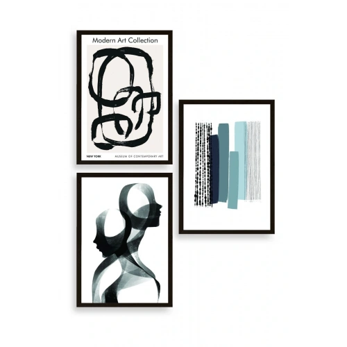 Modern Üçlü Ahşap Çerçeveli Tablo 30 x 40