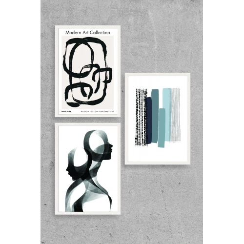 Modern Üçlü Ahşap Çerçeveli Tablo 40 x 60