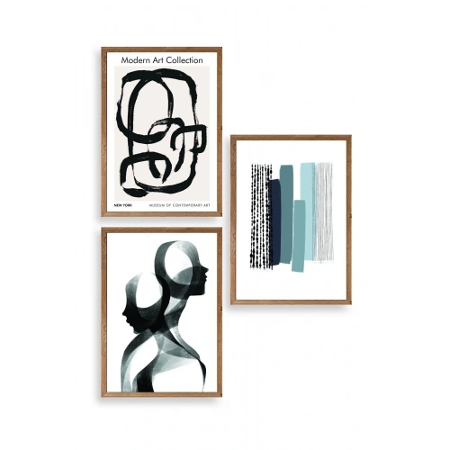 Modern Üçlü Ahşap Çerçeveli Tablo 40 x 60