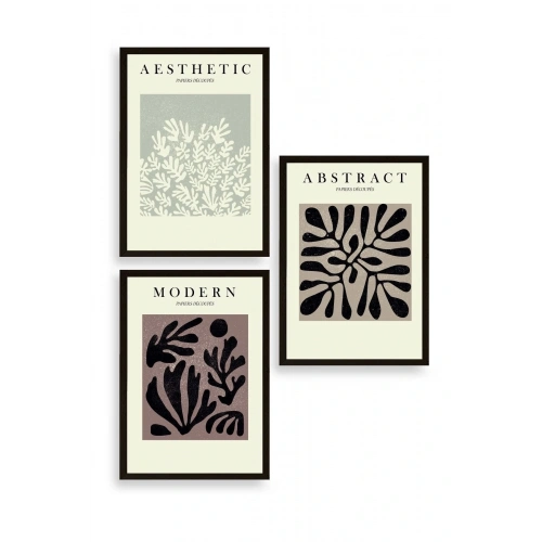 Modern Üçlü Ahşap Çerçeveli Tablo 40 x 60