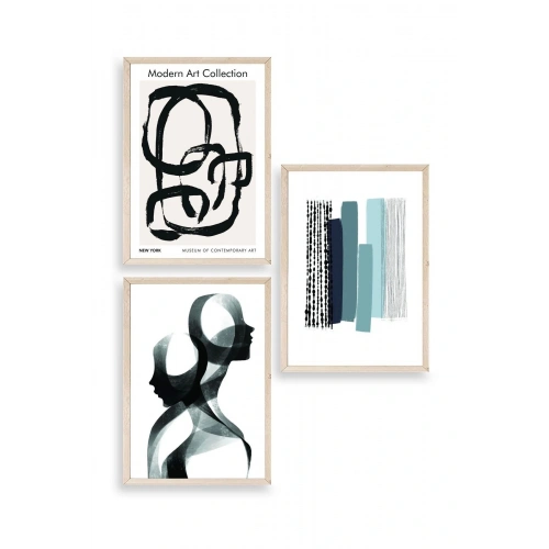 Modern Üçlü Ahşap Çerçeveli Tablo 40 x 60