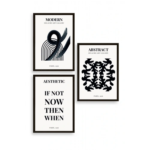 Modern Üçlü Ahşap Çerçeveli Tablo 40 x 60