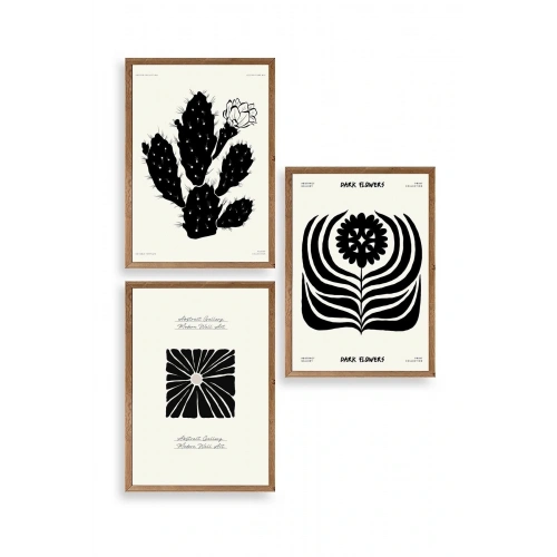 Modern Üçlü Ahşap Çerçeveli Tablo 50 x 70