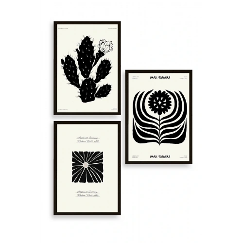 Modern Üçlü Ahşap Çerçeveli Tablo 50 x 70