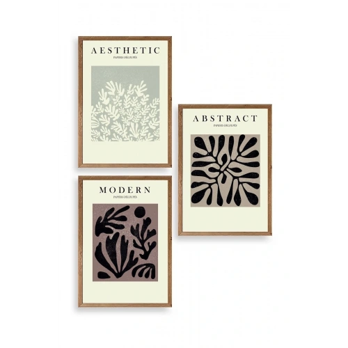 Modern Üçlü Ahşap Çerçeveli Tablo 50 x 70