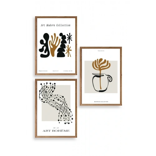 Modern Üçlü Ahşap Çerçeveli Tablo 50 x 70