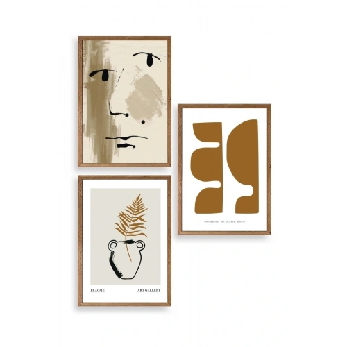 Modern Üçlü Ahşap Çerçeveli Tablo 50 x 70