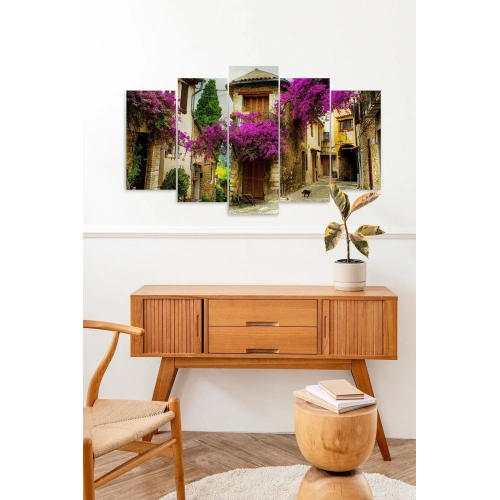 Mor Çiçekler 5 Parçalı Mdf Tablo 60 x 100