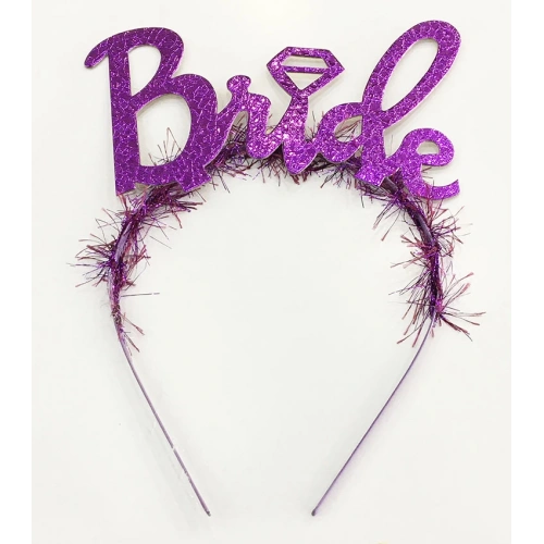 Mor Renk Bekarlığa Veda İtalik Yazı Alyanslı Bride Taç (5365)