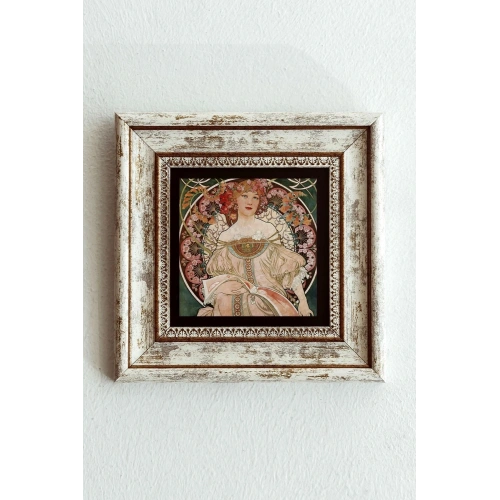 Mucha Çerçeveli Taş Tablo , Çerçeveli Taş Duvar Dekoru-enkcrcvtbl-00163 20 cm