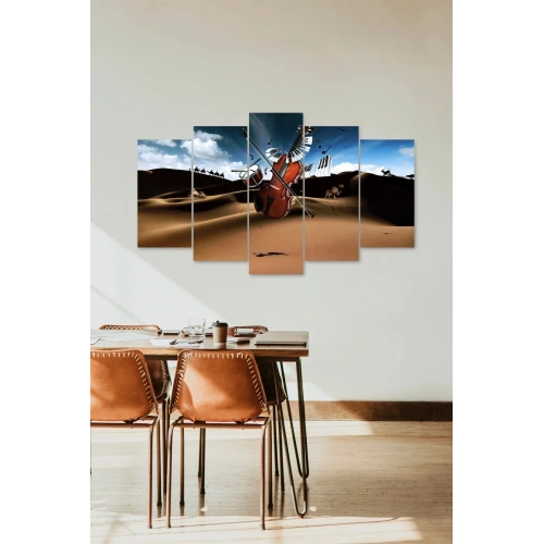 Müzik Aletleri Manzara 5 Parçalı Mdf Tablo 60 x 100