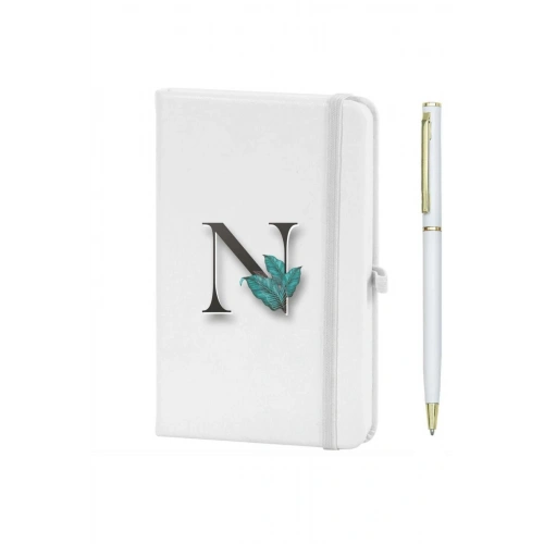 N Harfi Çiçek Baskılı Defter