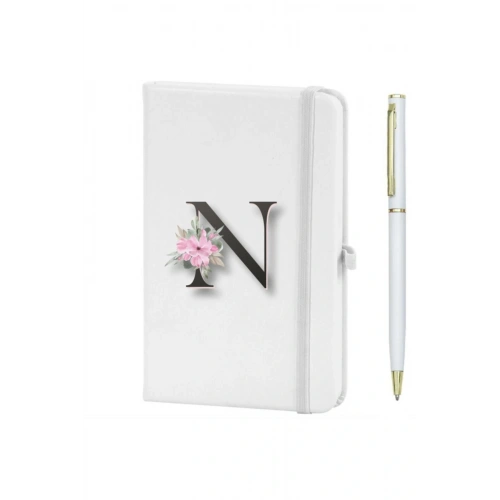 N Harfi Çiçek Desen Baskılı Defter