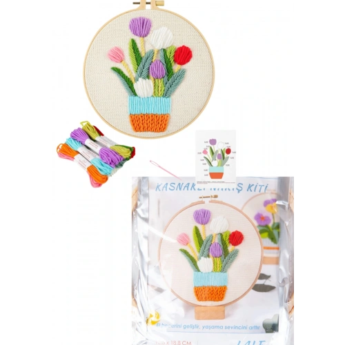 Nakış Kitleri Kasnaklı 13.5 X 18.8 cm Lale