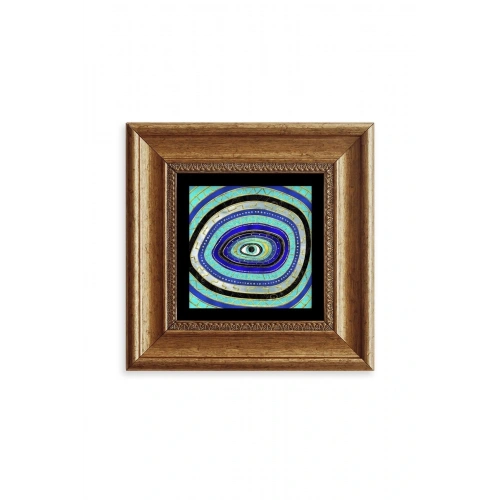 Nazar Boncuğu Çerçeveli Taş Tablo 20 cm