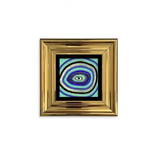 Nazar Boncuğu Çerçeveli Taş Tablo 20 cm