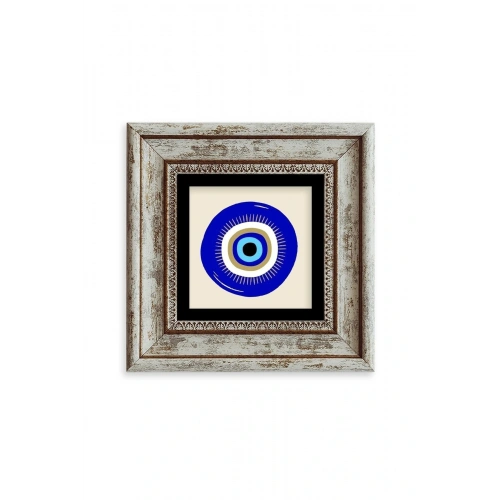 Nazar Boncuğu Çerçeveli Taş Tablo 20 cm