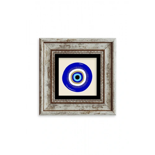 Nazar Boncuğu Çerçeveli Taş Tablo 20 cm