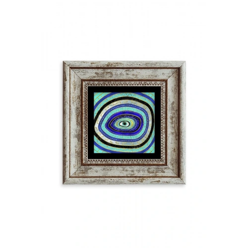 Nazar Boncuğu Çerçeveli Taş Tablo 20 cm