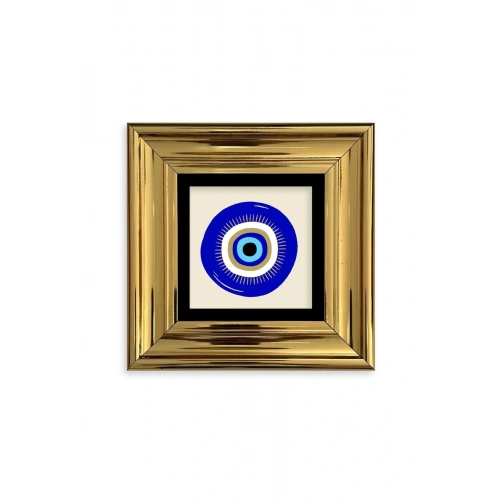 Nazar Boncuğu Çerçeveli Taş Tablo 30 x 30
