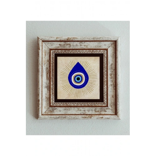 Nazar Boncuğu Çerçeveli Taş Tablo , Çerçeveli Taş Duvar Dekoru 20 cm