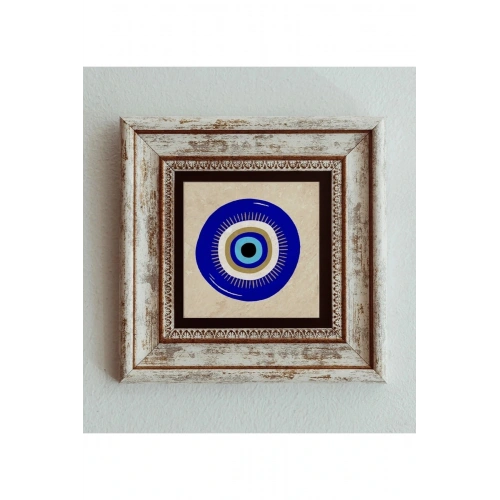 Nazar Boncuğu Çerçeveli Taş Tablo , Çerçeveli Taş Duvar Dekoru 20 cm