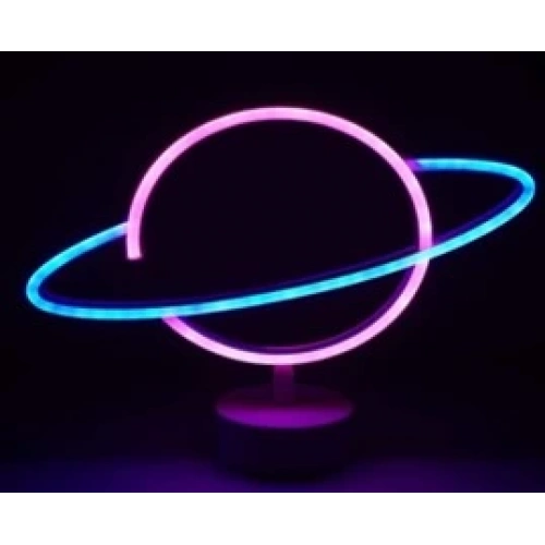 Neon Işıklı Satürn Lamba