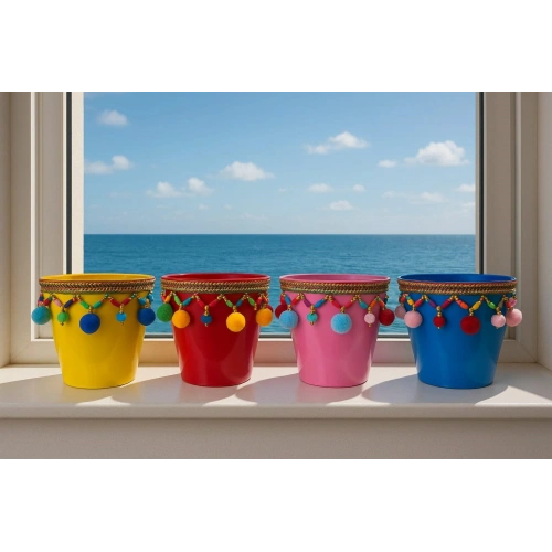 NF Dekoratif Saksı Akdeniz Tekli KIRMIZI Tekli fiyatı