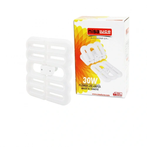 NİSALUCE EAMP-096/B 30W - E27FLOWER KATLANIR- 4B ŞEKİL16X21CMBEYAZ LED LAMBA AMPUL 2700LÜMEN- 6500K (5365)