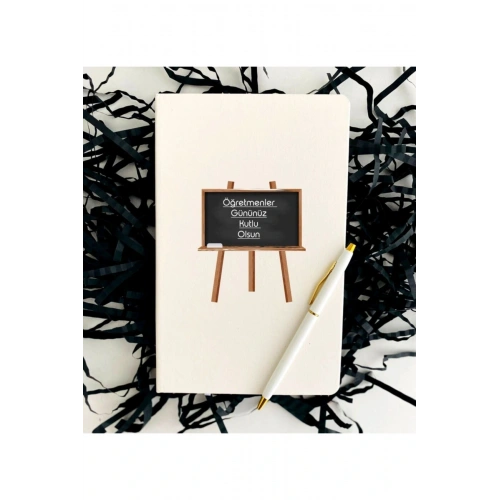 Öğretmenler Günü Okul Tahtası Model Defter Kalem Seti - Beyaz