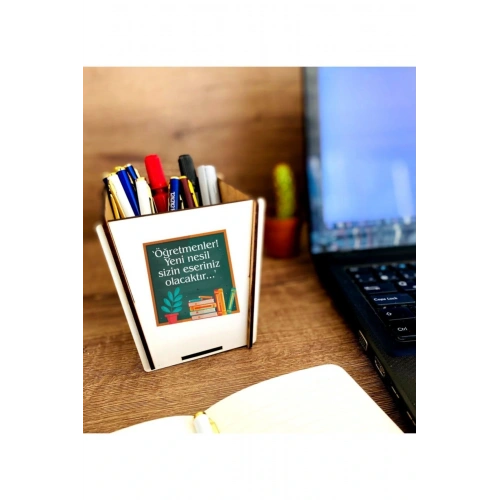 Öğretmenler Günü Temalı Ahşap Kalemlik