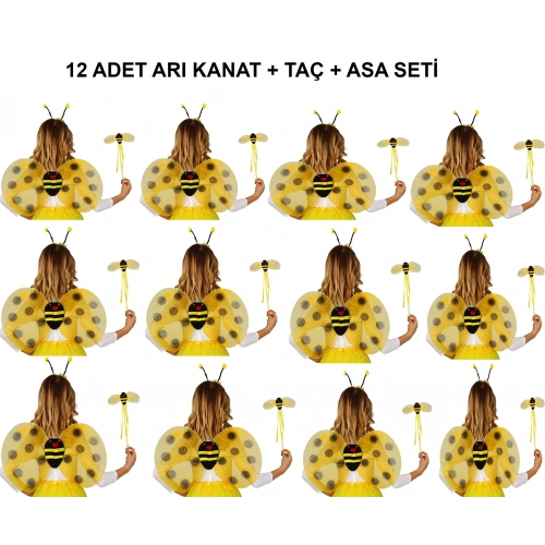 Okul Gösterileri için 12'li Arı Kanadı Seti - Etkinlik Kanatları (5365)