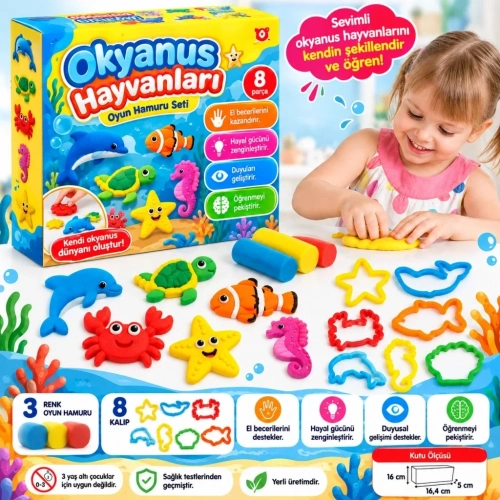 Okyanus Temalı Oyun Hamuru Seti 1 Adet