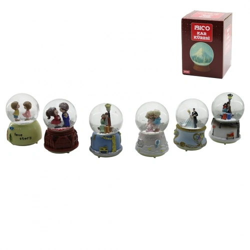 ORTA BOY - 8CM PİLLİ - IŞIKLI MÜZİKLİ KAR KÜRESİ CAM İNSAN FİGÜRLÜ - DESEN MİX RENKLİ HERHANGİ BİR TANESİ GÖNDERİLİR (5365)