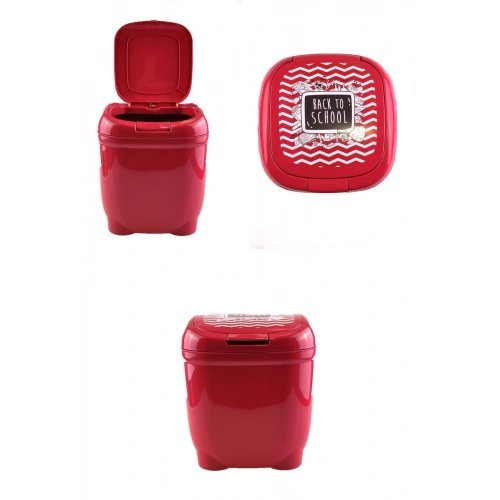 Otomatik Açılabilir Kapaklı Pratik Çöp Kovası (Bordo) (5365)