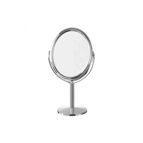 Oval Masaüstü Ayaklı 360° Dönebilen çift taraflı büyüteçli krom ayna 18X10cm