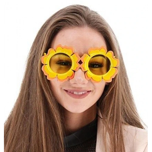 Daisy Shaped Orange Yellow Hawaii Party Glasses