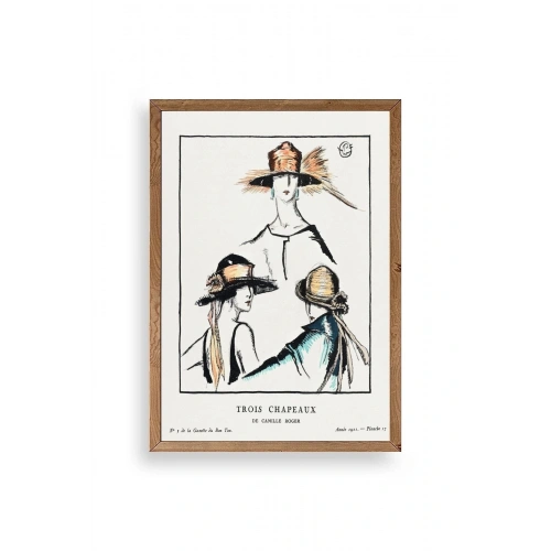 Paris Şapkaları Ahşap Çerçeveli Tablo 23 x 30