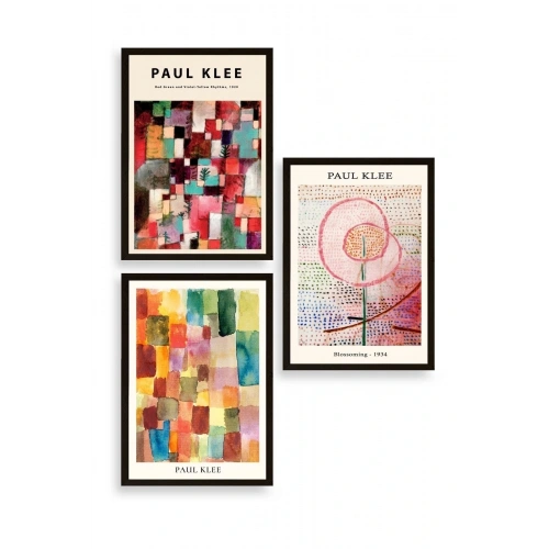 Paul Klee Üçlü Ahşap Çerçeveli Tablo 30 x 40