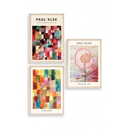Paul Klee Üçlü Ahşap Çerçeveli Tablo 30 x 40