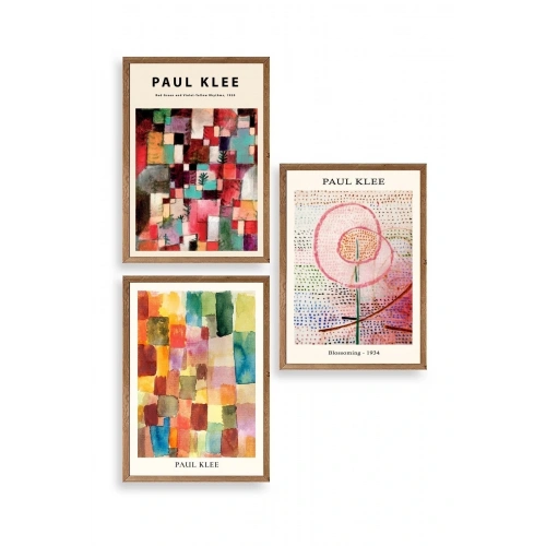 Paul Klee Üçlü Ahşap Çerçeveli Tablo 30 x 40