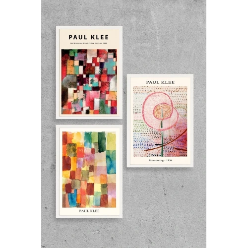 Paul Klee Üçlü Ahşap Çerçeveli Tablo 50 x 70