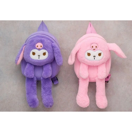 Peluş Işıklı Oynar Kulaklı Kuromi Sırt Çantası