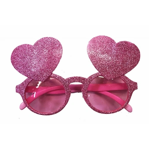 Pembe Renk Sim İşlenmiş Kalp Figürlü Yılbaşı Parti Gözlüğü (5365)