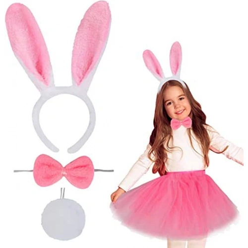 Pink Rabbit Crown Skirt Bow Tie Tail Costume Set Child Size
